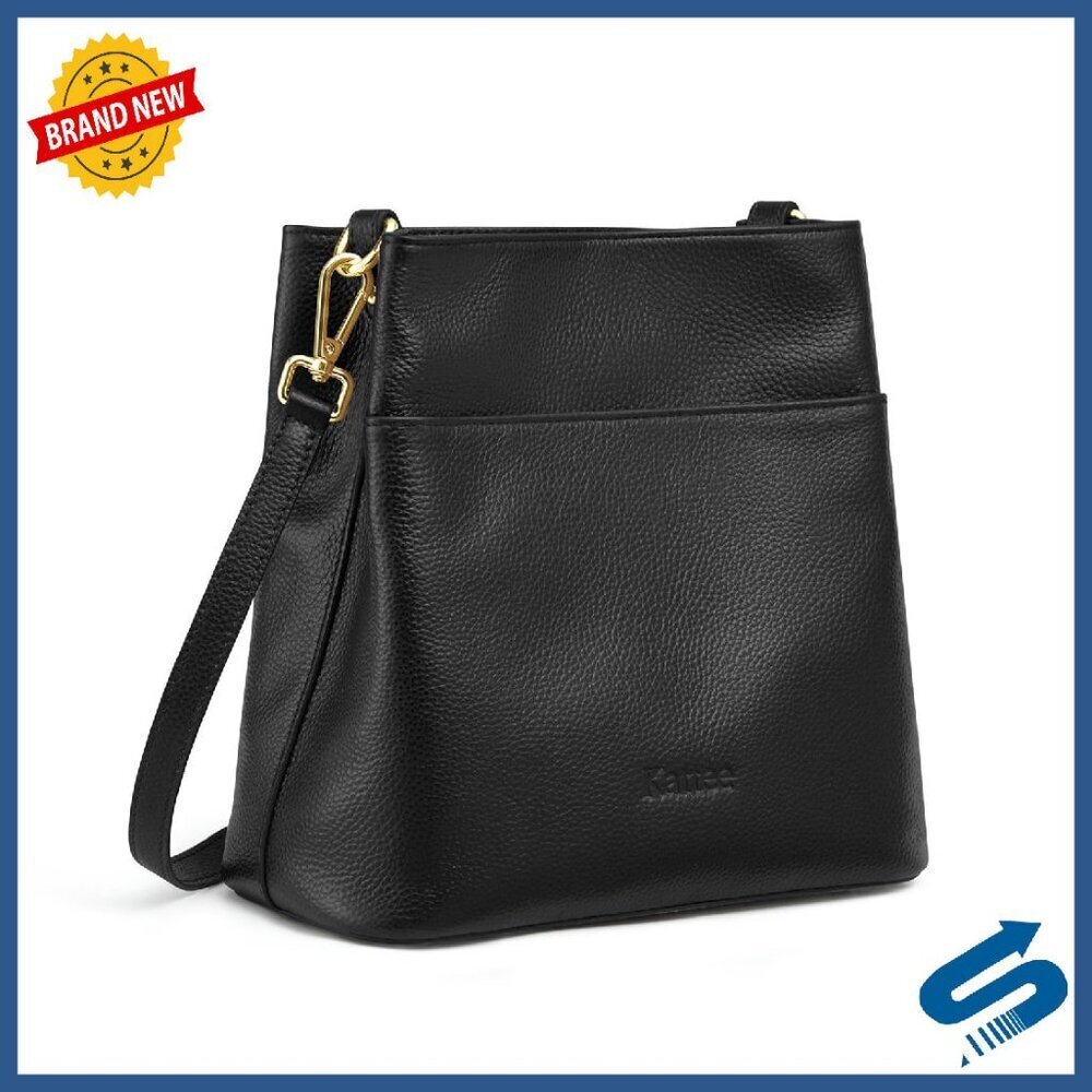 Leather Tote Crossbody Bag with 2 Straps, Fits Tablet, 6 Pockets